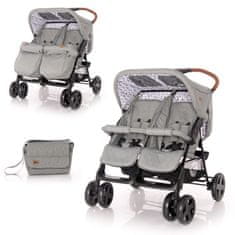 Lorelli Otroški voziček za dvojčka TWIN + Pokrivalo za noge + Torba z podlogo za previjanje DARK GREY LIGHTHOUSE
