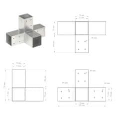 Vidaxl Spojnik za steber X oblike pocinkana kovina 71x71 mm