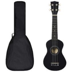 Vidaxl Otroški ukulele soprano s torbo črn 21"