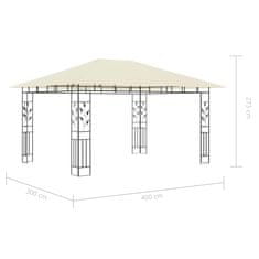 Vidaxl Paviljon s komarnikom in LED lučkami 4x3x2,73 m krem