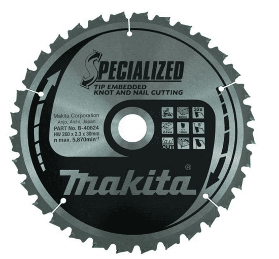 Makita žagin list, 260 x 30 mm B-40624