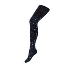 NEW BABY črne bombažne 3D nogavice z vijoličnimi cvetovi - 152 (11-12r)