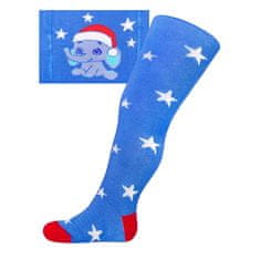 NEW BABY Božične bombažne nogavice modre s slonom - 68 (4-6m)