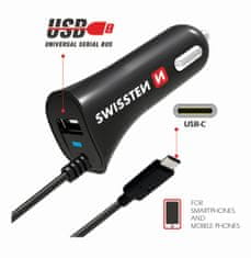 SWISSTEN AVTO POLNILEC USB-C IN USB 2.4A POWER