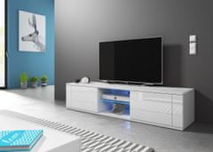 Furnitura TV omarica HOLLY bela visoki sijaj 140 cm + LED