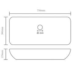 Vidaxl Razkošen umivalnik pravokoten mat krem 71x38 cm keramičen