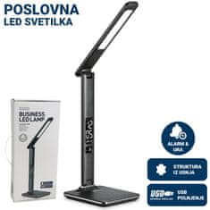 Platinet PDLU13 usnjena namizna LED svetilka, upravljanje na dotik, 3 barve, 5 stopenj osvetlitve, LCD zaslon, črna