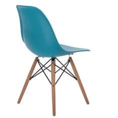 Fernity P016W PP stol modre barve, lesene noge