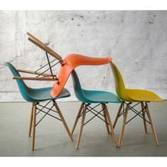 Fernity P016W PP stol, oranžne, lesene noge