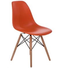 Fernity P016W PP stol, oranžne, lesene noge