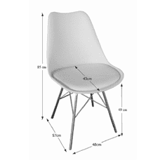 KONDELA stol, bela/krom, TAMORA