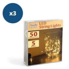 Family Christmas 3x 50 LED 5m baterijske božično - novoletne micro LED lučke 3 x AA toplo bele