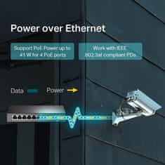 TP-Link 8-portno namizno stikalo 10/100 Mb/s s 4-portnim PoE, 4× 10/100 Mb/s priključki PoE, 4× 10/100 Mb/s priključki brez PoE