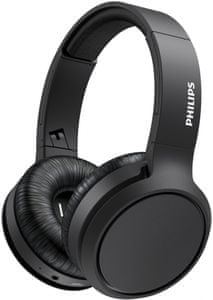 moderne elegantne brezžične slušalke philips tah5205 bluetooth 5.0 nastavljiv naglavni trak ravno zložljiv odličen ojačevalec nizkih tonov 40 mm pretvornik, priključljiv z avdio kablom s 3,5-milimetrskim priključkom lahka mobilna aplikacija za prilagoditev slušalk