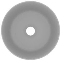 Vidaxl Razkošen umivalnik okrogel mat svetlo siv 40x15 cm keramičen