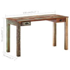Vidaxl Pisalna miza 130x55x76 cm iz trdnega predelanega lesa