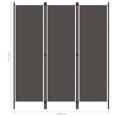 Vidaxl Paravan 3-delni antraciten 150x180 cm