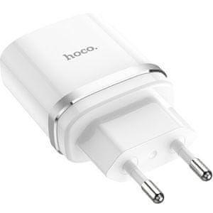 Hoco C12Q pametni hišni polnilec 3A z 3.0 QC USB vtičem in s polnilnim kablom MicroUSB, bel