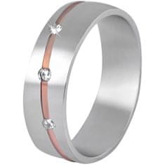 Beneto Exclusive Ženski dvodelni poročni prstan iz jekla SPD07 (Obseg 56 mm)