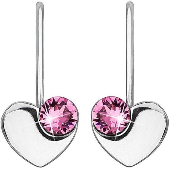 Evolution Group Srebrni srčni uhani s Swarovski 31299.3 Rose