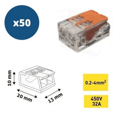 ENTAC 50x hitra sponka 2 pin 450V 32A 0.2-4mm2 trdi in mehki vodnik