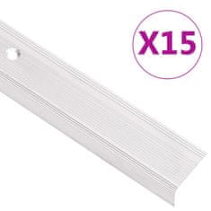 shumee vidaXL Obrobe za stopnice L-oblike 15 kosov aluminij 90 cm srebrne