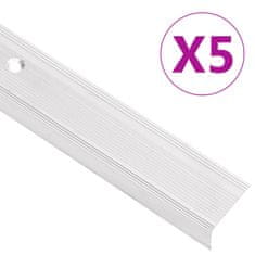 shumee vidaXL Obroba za stopnice L-oblike 5 kosov aluminij 90 cm srebrna