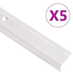 shumee vidaXL Obroba za stopnice L-oblike 5 kosov aluminij 134 cm srebrna