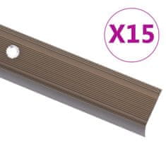 shumee vidaXL Obrobe za stopnice L-oblike 15 kosov aluminij 90 cm rjave