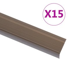 shumee vidaXL Obrobe za stopnice L-oblike 15 kosov aluminij 90 cm rjave