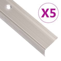 shumee vidaXL Obroba za stopnice L-oblike 5 kos aluminij 134 cm barva penine