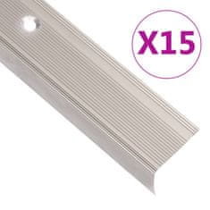 shumee vidaXL Obroba za stopnice L-oblike 15 kos aluminij 100 cm barva penine