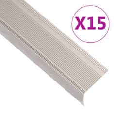 shumee vidaXL Obroba za stopnice L-oblike 15 kos aluminij 134 cm barva penine