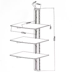 tectake Stenski poličnik s 3 policami nastavljiv po višini nastavljiv po višini