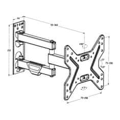 tectake Stenski TV-nosilec za velikosti 17–42″ (43–107 cm), ki se ga lahko nagiba in vrti