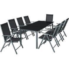 Komplet vrtne mize in stolov 8 + 1 Temno siva