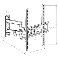 tectake Stenski TV-nosilec s funkcijo vrtenja 26″–55″ in nagibanja, standardi VESA 50 × 50–400 × 400