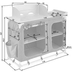 tectake Kuhinja za kampiranje 116 × 52 × 107 cm Siva