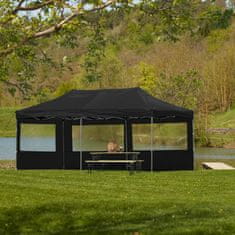 tectake Zložljivi gazebo 3 × 6 m z 2 stranicama – Viola Črna