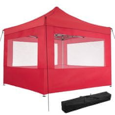 tectake Zložljivi gazebo 3 × 3 m z 4 stranicama – Olivia Rdeča