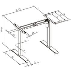 tectake Podnožje za pisalno mizo z električno nastavljivo višino 85 129 x 65 x 71 121 cm Bela