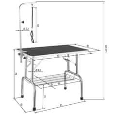 tectake Miza za nego psov z ročico in košaro