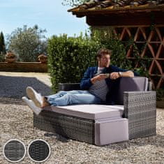 tectake Rattan sofa Corfu Črna