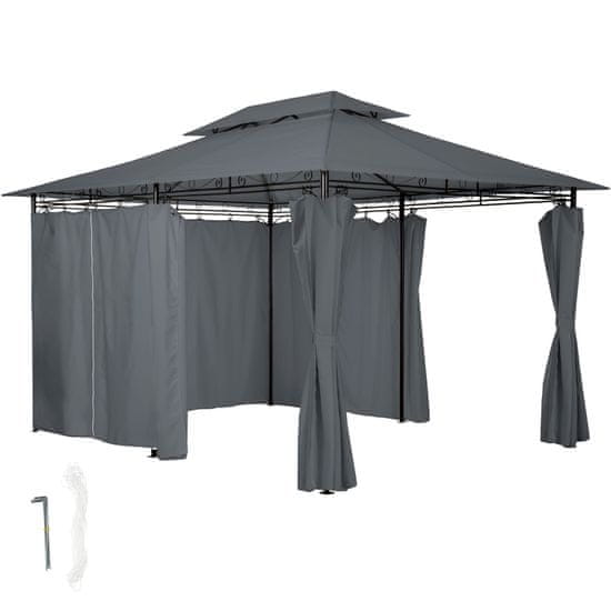 tectake Razkošni gazebo 4 × 3 m s 6 stranskimi paneli Antracitna