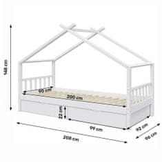 KONDELA Enojna postelja z letvico Elisia 90x200 cm - bela