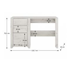 KONDELA PC miza Angel Type 80 3S - bela / craft