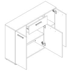 KONDELA Trovratna komoda Noko-Singa 35 - bela
