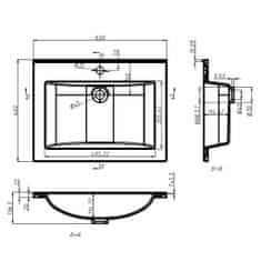 Vidaxl Vgradni umivalnik 600x460x130 mm SMC bel