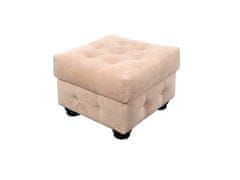 Pyka Usnjen tabure Chesterfield - wenge / bela (White snow)