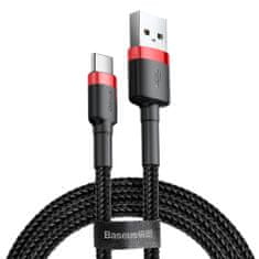 BASEUS Cafule Cable zmogljiv najlonski kabel USB / USB-C QC3.0 3A 0,5 m črno-rdeč (CATKLF-A91)